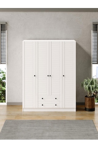 Kuzeylife Elegante Modern Tasarımlı Membran Kapaklı 4 Kapılı Gardırop (52cm Derinlik)