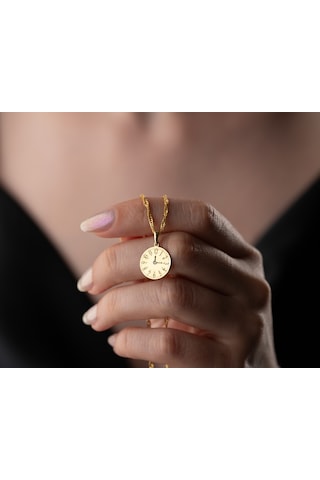 Pırlanta Kolye Kişiye Özel Saat Özel An Kolyesi Zaman Kolye.rose.gold.rodaj Saat Gold