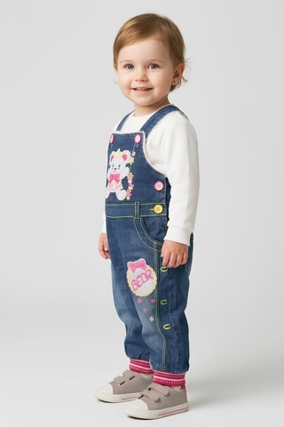 Modanıno Kız Bebek Welsoft İçli Jean Tulum Salopet 1-3 Yaş 12795mbk Indigo