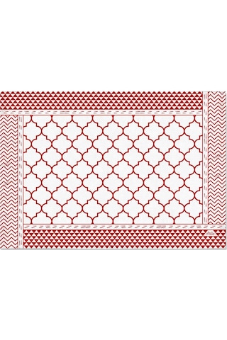The Mia Geometric -2 Amerikan Servis 6 Lı Set - 50 X 35 Cm Txt0227 Kırmızı