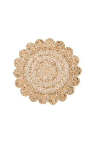 Eko Halı Solo Ca-105 Dhurrıe Xw Yuvarlak veya Oval El Dokuma Naturel Jüt Hasır Halı - 120X120