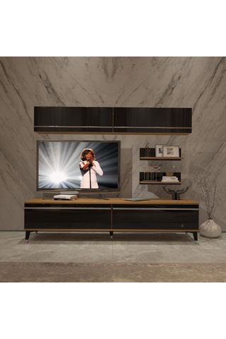 Decoraktiv Eko 5 Mdf Std Silver Tv Ünitesi Tv Sehpası Pera - Siyah