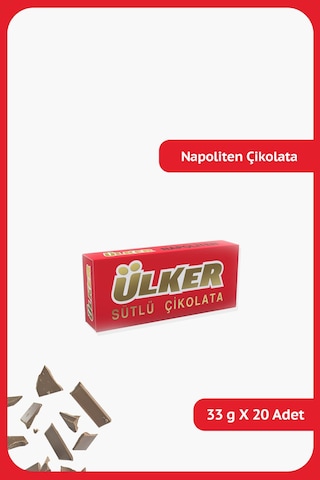 Ülker Napoliten Sütlü Çikolata 20 x 33 G Ülker Napoliten Sütlü Çikolata 20 x 33 G