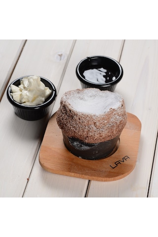 Lava Döküm Yuvarlak Sufle / Sos Kabı ve Ahşap Altlığı. Çap(Ø)8cm.