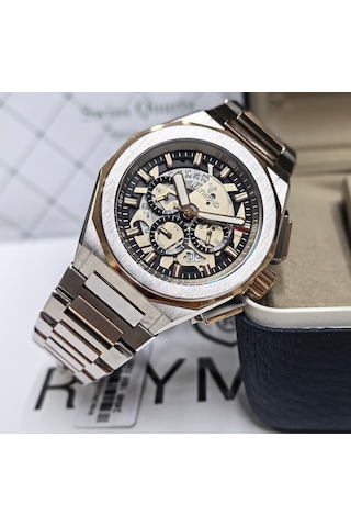 Raymond Premium Seri Çelik Erkek Kol Saati Gümüş - Rose Gold