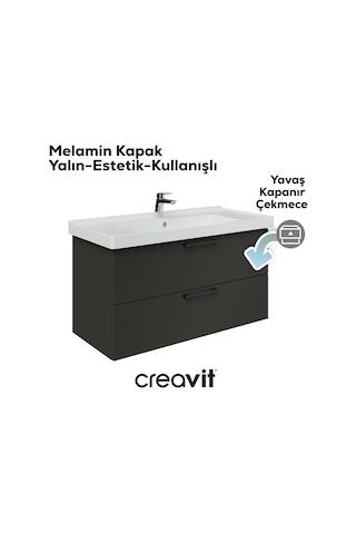 Creavit D20 100 Cm İki Çekmeceli Lv. Dlb. Antrasit Melamin Antrasit