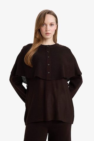 Defacto Regular Fit Bisiklet Yaka Düğme Detaylı Triko Tunik G5062ax25cwbn320 Kahve-bn320