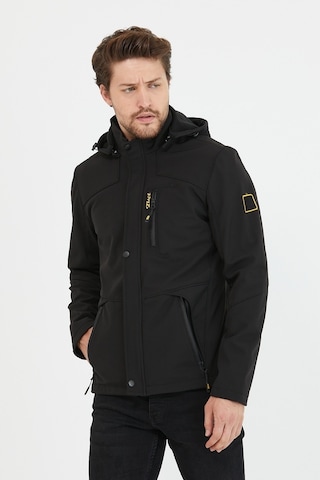 Mero Life İçi Kürklü Kapüşonlu Su ve Rüzgar Geçirmez Softshell Erkek Mont - Siyah