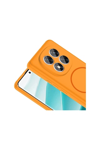 Vendas Xiaomi Redmi Note 14 Pro 4g Kılıf M-safe Şarj Özellikli Zore Meta Kapak + Polymer Nano Ekran Koruyucu Turuncu