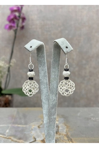 Kazzaze Aşk Düğümü Kazaziye Örme Gümüş Küpe Iki Sıralı - 08