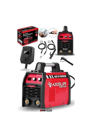 Assur Profesyonel Asr953 250 Amper Dijital Göstergeli İnverter Çanta Kaynak Makinesi Kırmızı