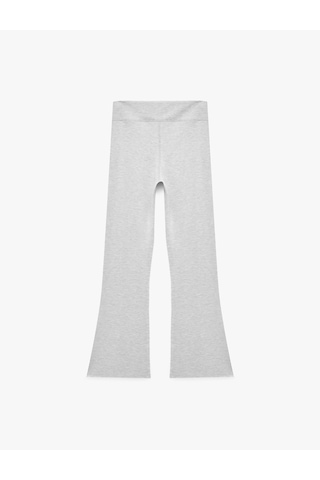 Koton Modal Kumaş Slim Fit İspanyol Paça Yırtmaçlı Tayt Gri 7wak80153ek