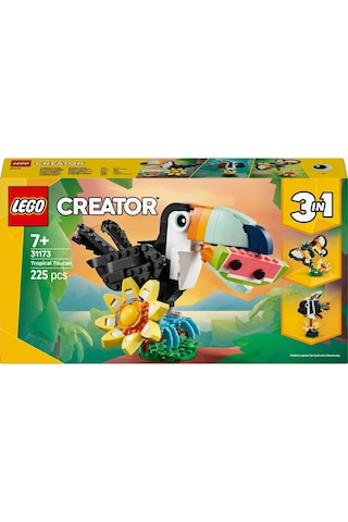 LEGO® Creator 3'ü 1 Arada Vahşi Hayvanlar: Tropikal Tukan Kuşu 31173 - 7 Yaş ve Üzeri Çocuklar için Yaratıcı Oyuncak Yapım Seti (225 Parça)