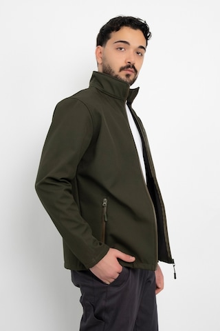 Dasüniforma Softshell İçi Polarlı Su Geçirmez Standart Fit Ceket Rüzgar Geçirmez Tam Fermuar Kışlık Unisex Mont Haki