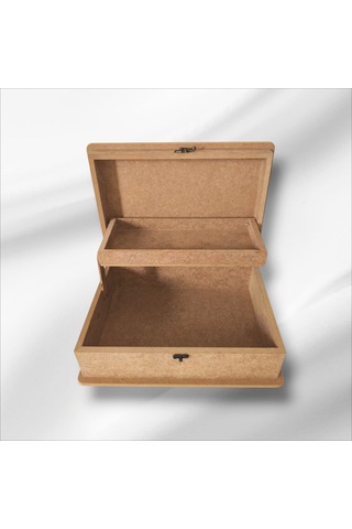 Ahşap- Boyanabilir- Klipsli Asansörlü Takı-makyaj-aksesuar-kutu