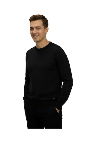 Erkek Spor Sıfır Yaka Regular Fit Kazak Bgl-st04953 Siyah