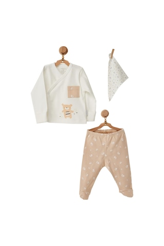 Andywawa Erkek Bebek Ayıcık Motifli Mendilli Alt Üst Takım Ac22765 001