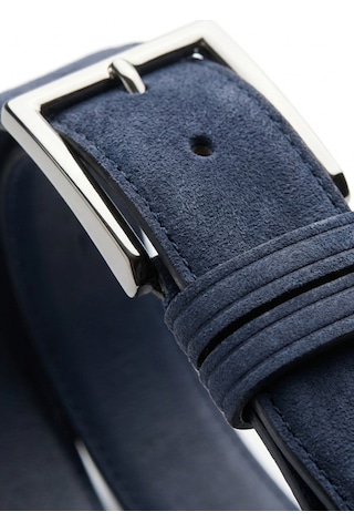 Onz Hakiki Deri Erkek Spor Kemer - Kot Ve Jeans Pantolon Uyumlu 4.5 Cm - Kemer Kot İndigo 130 Mavi