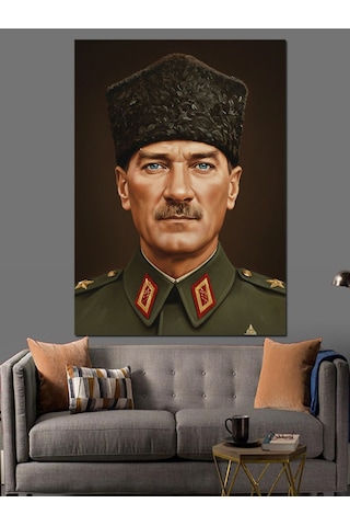 Ahşap Tablo Osmanlı Subayı Atatürk Askeri Portre Dekoratif Tablolar