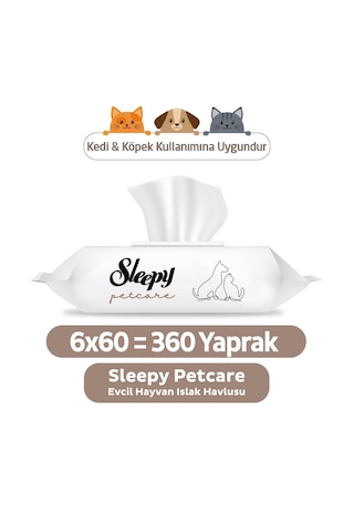 Sleepy Petcare Evcil Hayvan Islak Havlusu 6 x 60 Yaprak