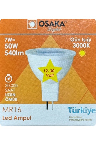 10 Adet Osaka 12volt 7w 50w Sarı 3000k Gu5.3 Duylu İğne Bacak Led Spot Ampul