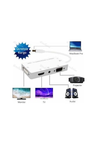 Mini Displayport To Hdmi Dvi Vga 4474P 3.5Mm Kulaklik Çevirici