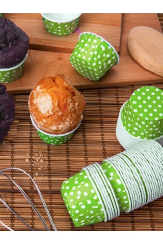Yeşil Puantiyeli Muffin Kağıt Kapsül 25 Adet 50x39 Mm Diğer