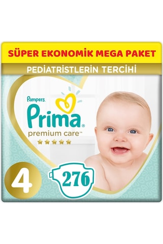 Prima Premium Care Bebek Bezi Beden:4 (9-14Kg) Maxi 276 Adet Süpe