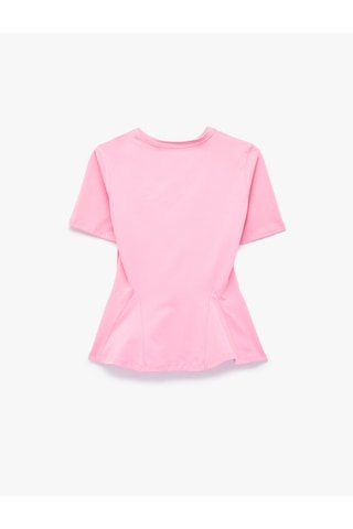 Koton Pamuklu Slim Fit Kısa Kollu Bisiklet Yaka Peplum Basic Tişört Pembe 6sak50209ek Gül