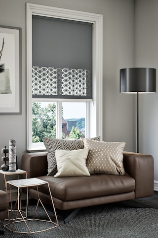 Lazer Kesim Mat Stor Perde, Lazer Kesimli Klasik Serisi, C-181004 Antrasit Renk Siyah