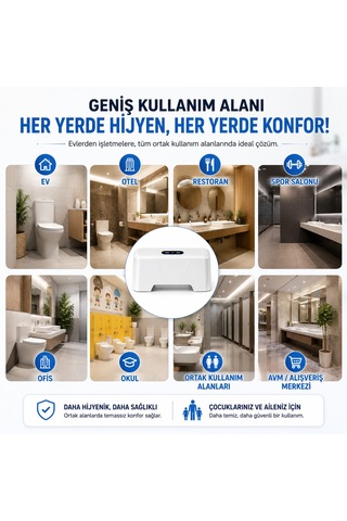 Hpytech Temassız Otomatik Tuvalet Sifonu Şarjlı Hareket Sensörlü Usb Şarjlı Ipx5 Su Geçirmez Üstten Basmalı Rezervuar Uyumlu Beyaz