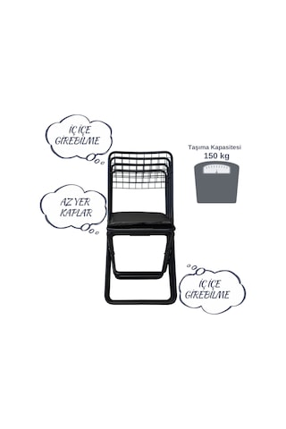 Nr Katlanır Sandalye, Ofis Balkon, Bahçe Katlanır Sandalyesi 1 Adet Siyah