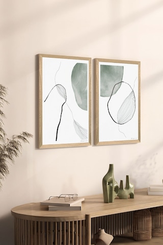 2 Parça Ahşap Çerçeve Görünümlü Mdf Tablo Seti 20x30 Cm - Model 12 - Ersy2mdfmodel12