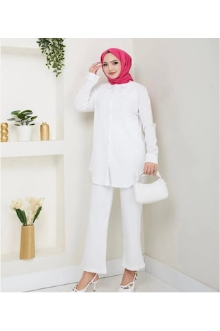 Lovie Moda Kadın İkili Bürümcük Takım Beyaz