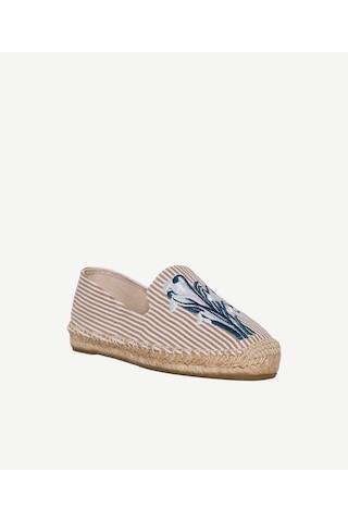 Yargıcı Nakış Detaylı Çizgili Kumaşlı Espadril 26ykay4029x 017 Bej