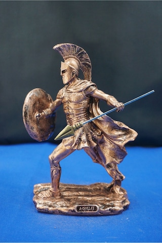 Mitolojik Tasarım Achilles Aşil - Ev Ofis Dekoratif Hediyelik Aksesuar 28 Cm Bakır