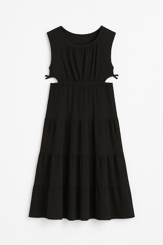 Yanı Dekolteli Kız Çocuk Elbise Siyah