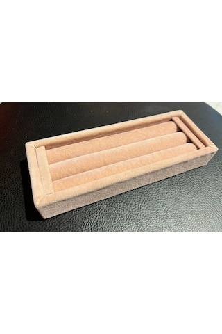 Süet Kumaş Pembe Renk 18 / 7 Cm Rulo Çekmece İçi Yüzük Standı
