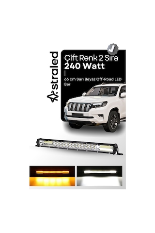 240watt Çift Renk Sarı Beyaz 66 Cm 2 Sıra Offroad Led Bar Atv