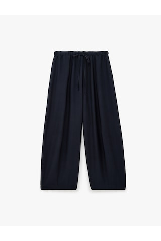 Koton Viskon Kumaş Beli Bağcıklı Loose Fit Cepli Balon Pantolon Lacivert 7wak40043pw