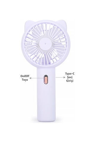 3 Modlu Şarjlı El Fanı 3 Kademe Seyahat Masaüstü Vantilatör Taşınabilir Mini Fan Mor F136