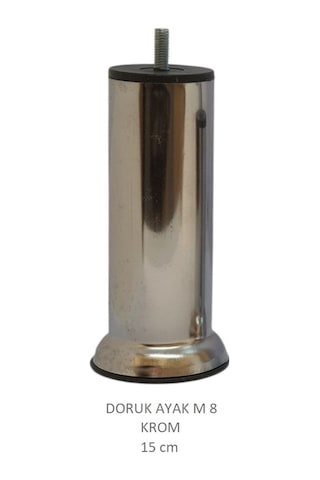 Doruk Ayak, Cıvatalı Baza Koltuk Dolap Ayağı, Metal, Krom, M8, 15 Cm Krom