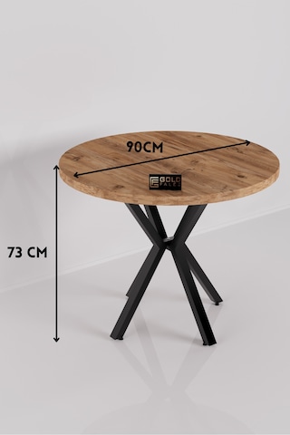 Mutfak Masası 90 Cm Yuvarlak Masa Modern Metal Ayaklı Cafe Balkon Ofis Yemek Masası 9825 Atlantik Çok Renkli