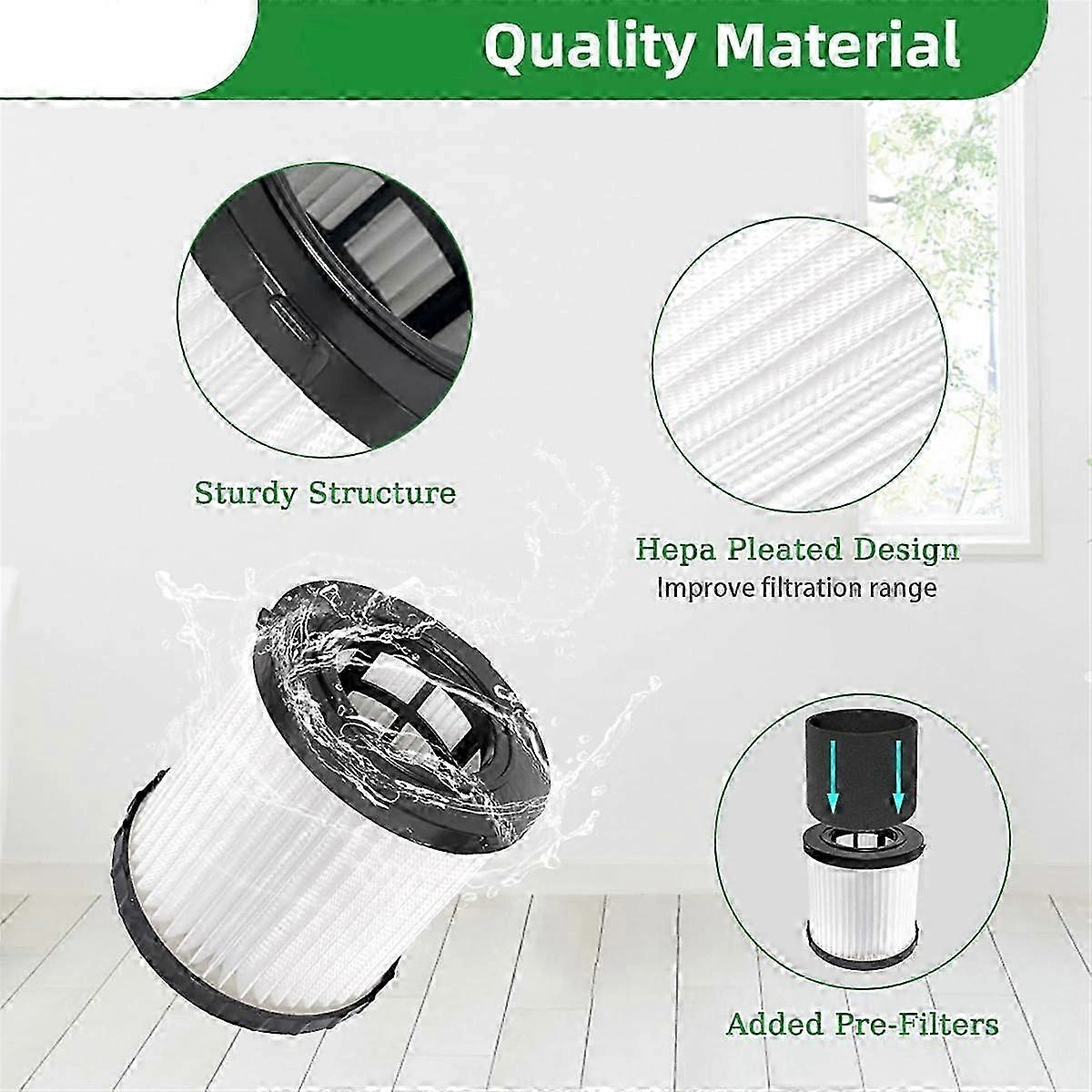 2 Paket Dcv5801h Hepa Filtresi, Dewalt Dcv580h, Dcv581h 20v Max Islak/kuru Vakum Sürümü 0709 İle Uyumlu