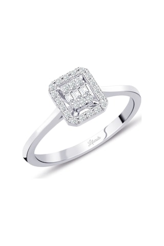 Modern Tasarım 0.18 Ct Baget Kare Tektaş Yüzük