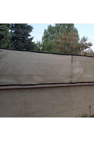 Morilu Krem Gölgelik File - 95lik Çit Filesi Siyah Şeritli Halkalı