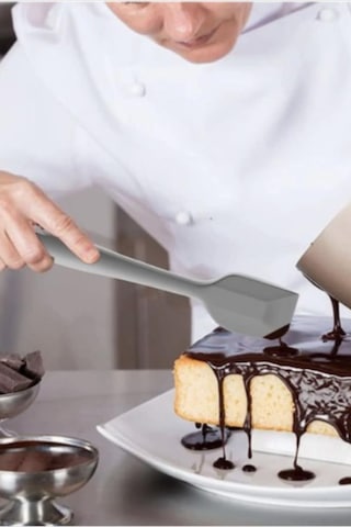 Silicolife Büyük Spatula, Isıya Dayanıklı Yanmaz Yapışmaz Tek Parça Silikon Spatula 26cm Antrasit Antrasit