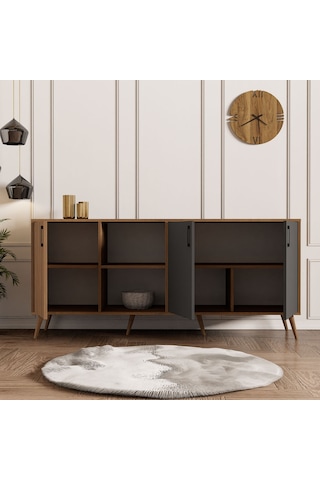 Mezza 1620 Exxen 180 Cm (AHŞAP AYAKLİ) Modern Konsol Ürgüp Antrasit