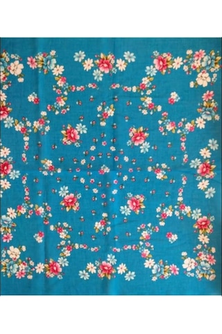 Algelsineve Mavi Pamuklu Yazma, Yemeni, Tülbent, 100x100cm