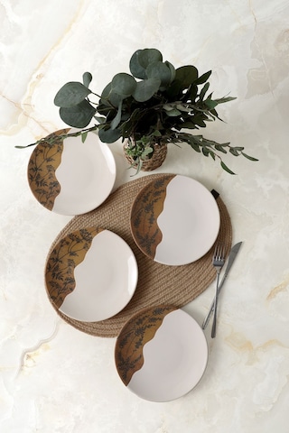 Keramika Terra Leaf Ege Pasta Tabağı 20 Cm 4 Adet 22878-79 Çok Renkli
